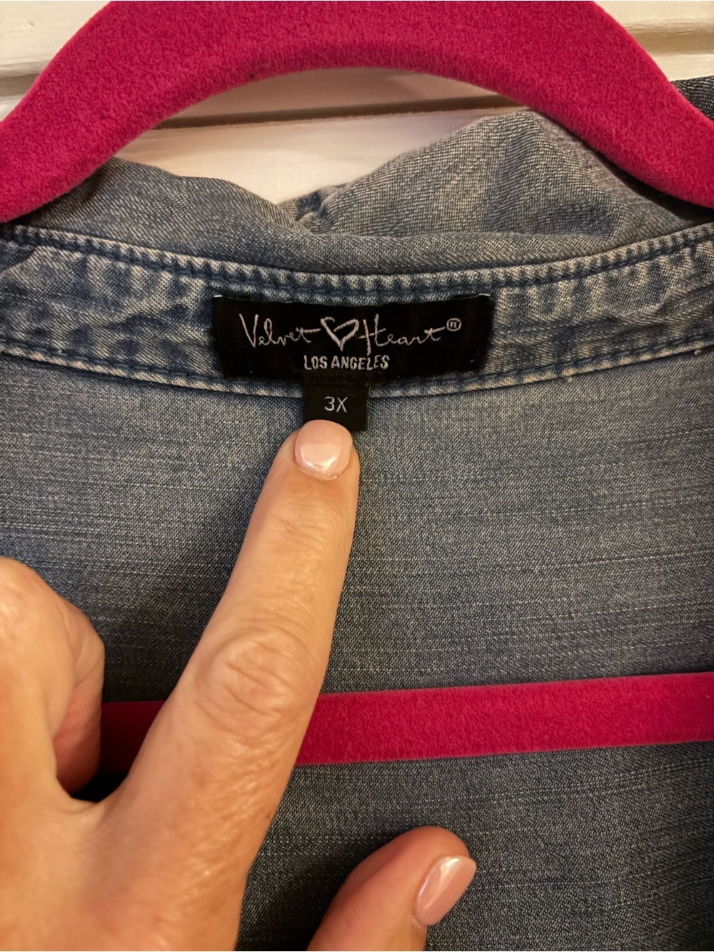 Velvet Heart Washed Denim Button-Down Shirt - Blue - Picture 2 of 2